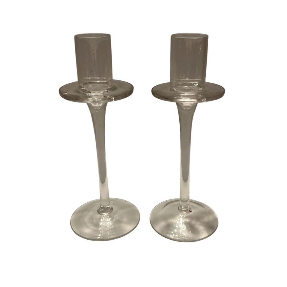 Darcie Glass Taper Candlesticks. Set of 2   7 1/4" tall